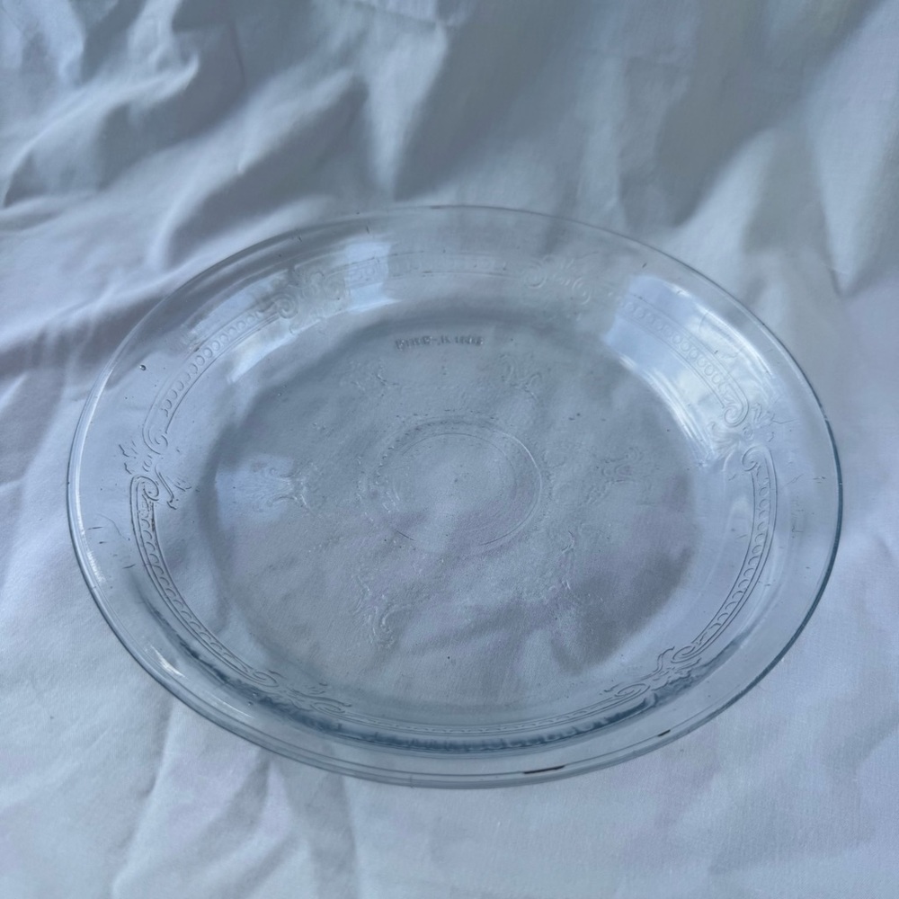 Vintage 40s/50s FIRE KING Philbe Clear Glass Decorative Pie Plate Dish